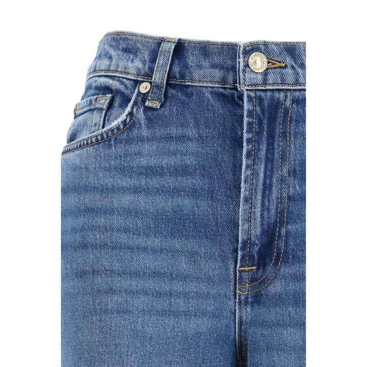 7FOR Blue Cotton Flared Jeans by 7FOR outlet now on sale