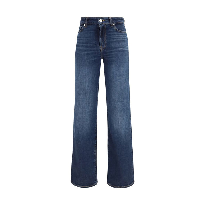 7FOR Blue Cotton Bootcut Jeans by 7FOR outlet now on sale