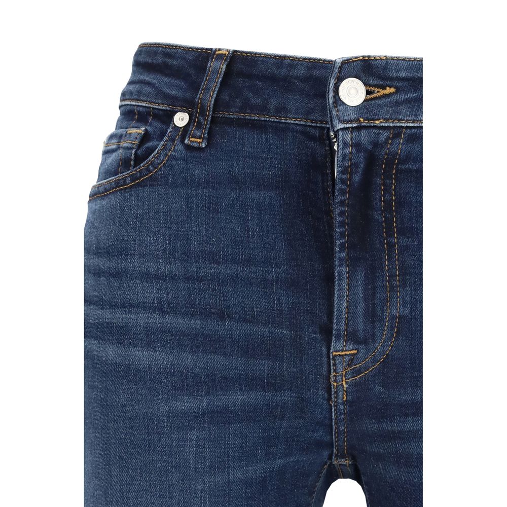 7FOR Blue Cotton Bootcut Jeans by 7FOR outlet now on sale