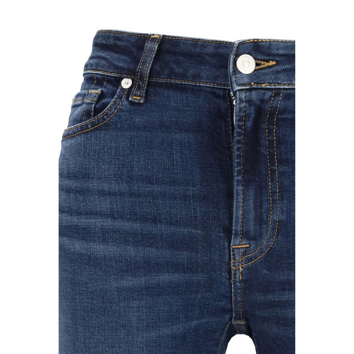 7FOR Blue Cotton Bootcut Jeans by 7FOR outlet now on sale