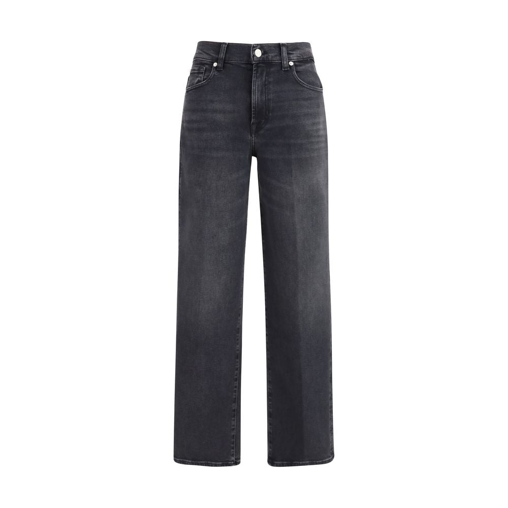 7FOR Black Cotton Straight-Leg Jeans by 7FOR outlet now on sale