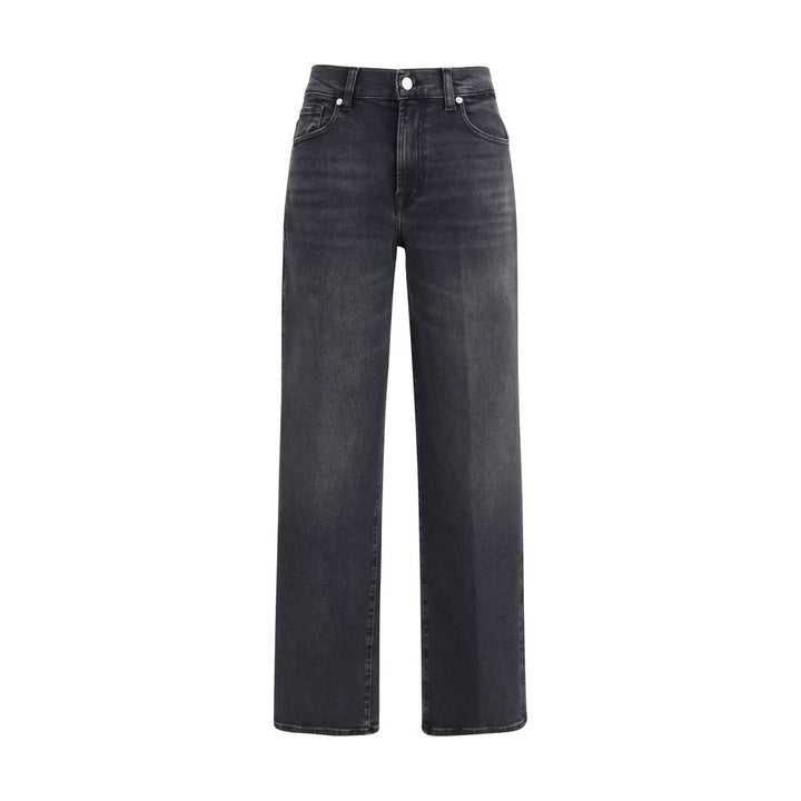 7FOR Black Cotton Straight-Leg Jeans by 7FOR outlet now on sale