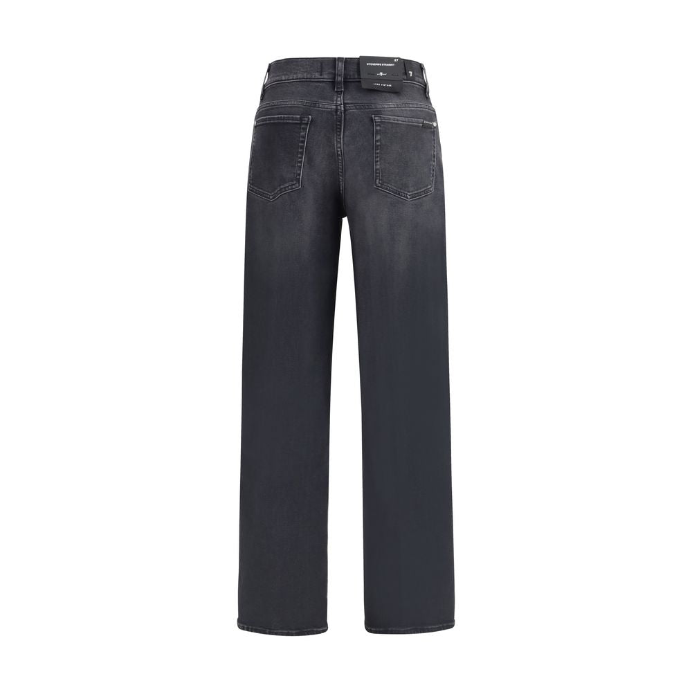 7FOR Black Cotton Straight-Leg Jeans by 7FOR outlet now on sale