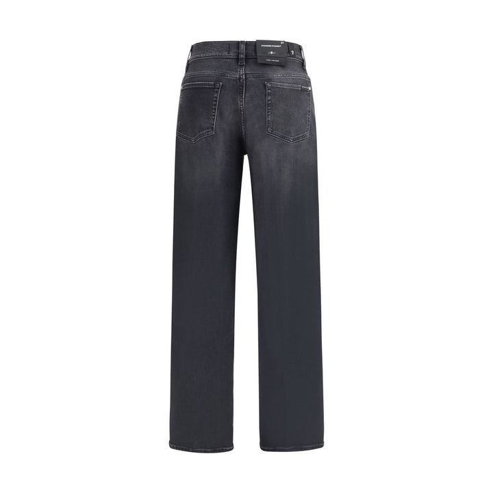7FOR Black Cotton Straight-Leg Jeans by 7FOR outlet now on sale