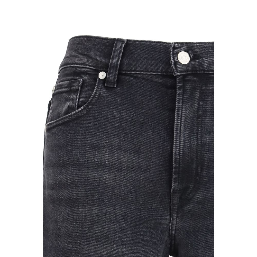 7FOR Black Cotton Straight-Leg Jeans by 7FOR outlet now on sale