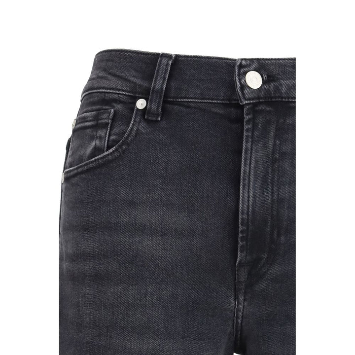 7FOR Black Cotton Straight-Leg Jeans by 7FOR outlet now on sale
