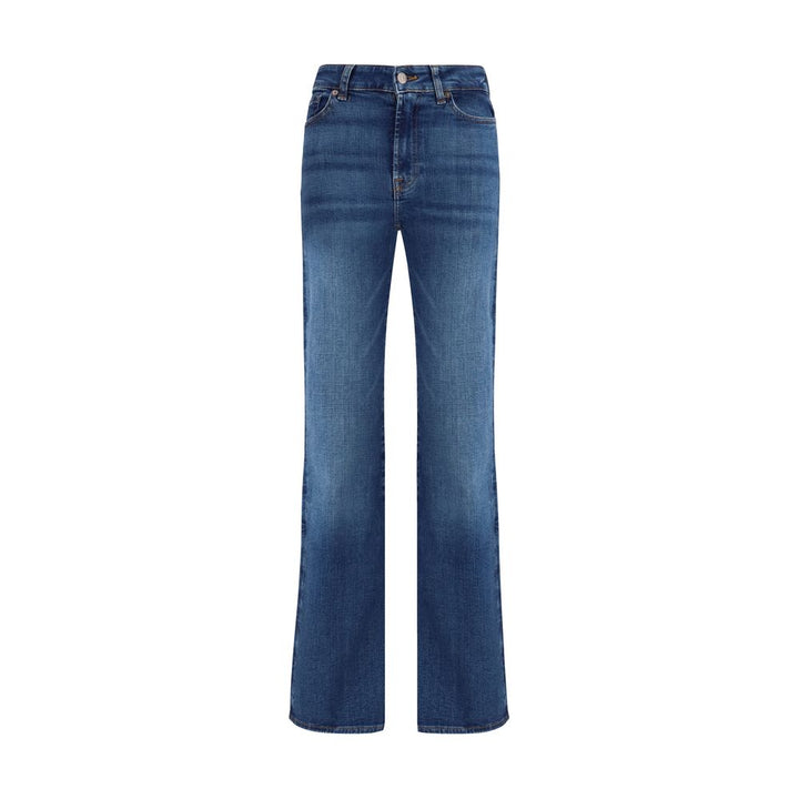7FOR Blue Cotton Bootcut Jeans by 7FOR outlet now on sale
