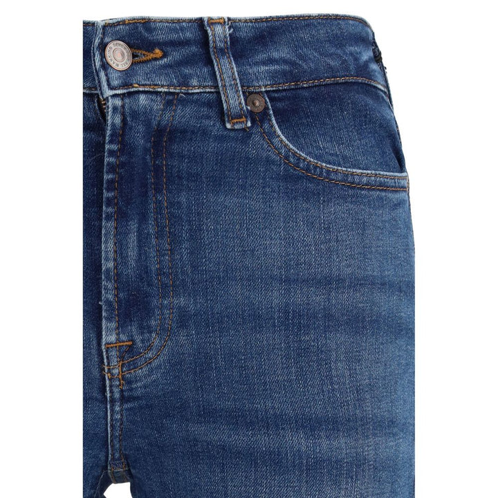 7FOR Blue Cotton Bootcut Jeans by 7FOR outlet now on sale