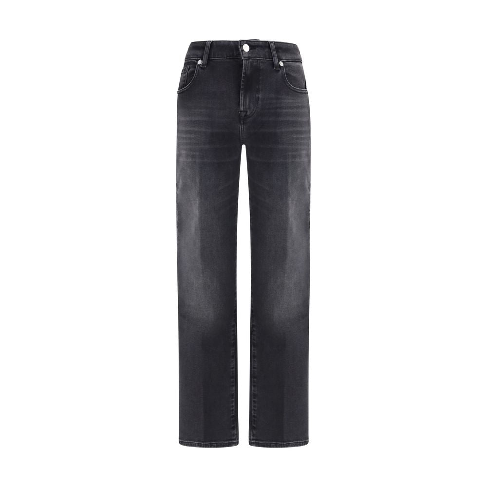 7FOR Black Cotton Straight-Leg Jeans by 7FOR outlet now on sale