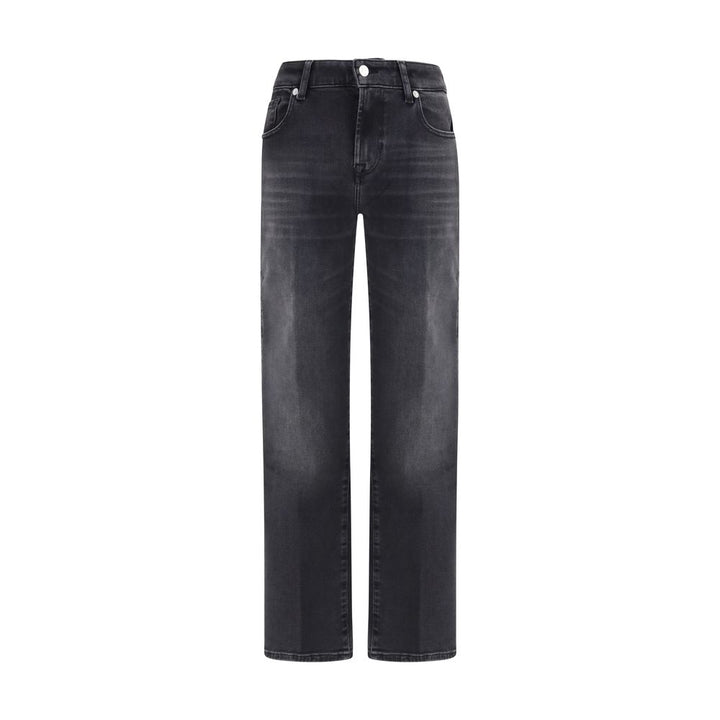 7FOR Black Cotton Straight-Leg Jeans by 7FOR outlet now on sale