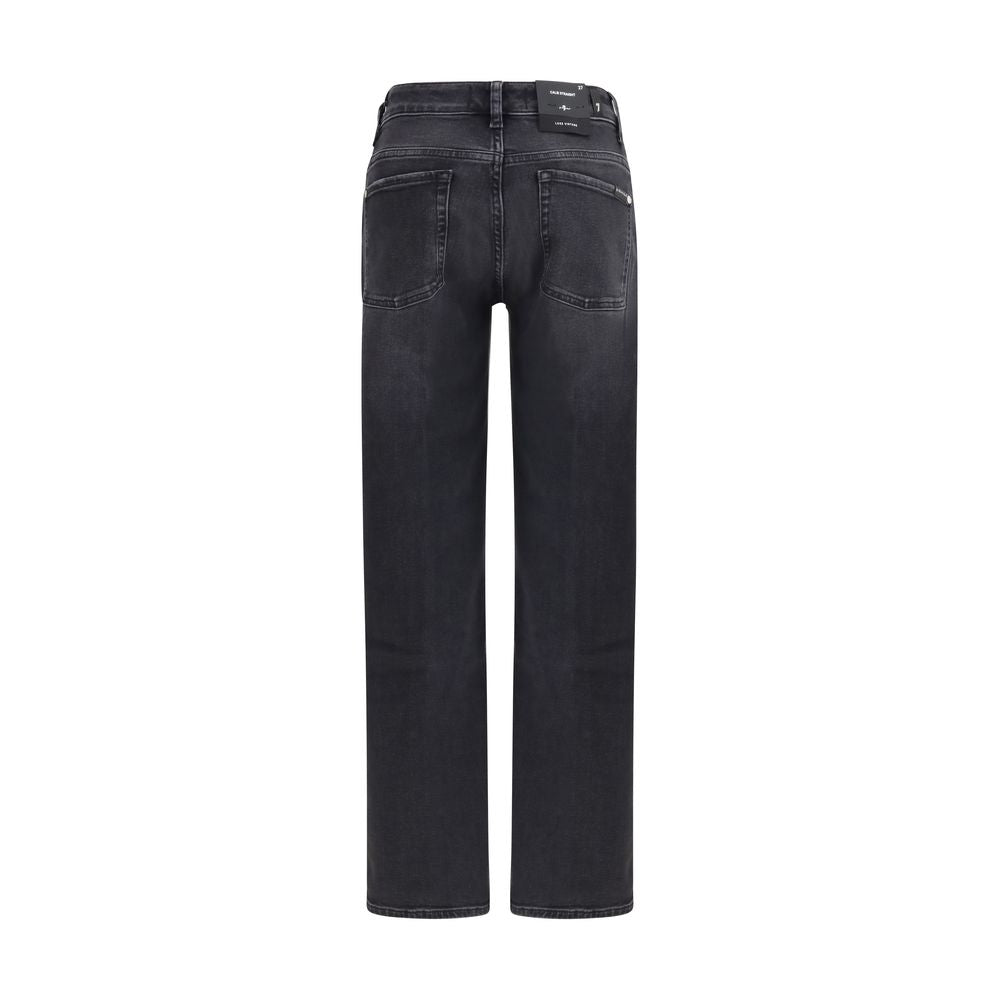 7FOR Black Cotton Straight-Leg Jeans by 7FOR outlet now on sale