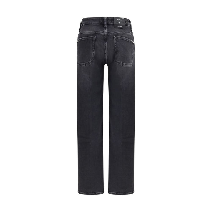 7FOR Black Cotton Straight-Leg Jeans by 7FOR outlet now on sale