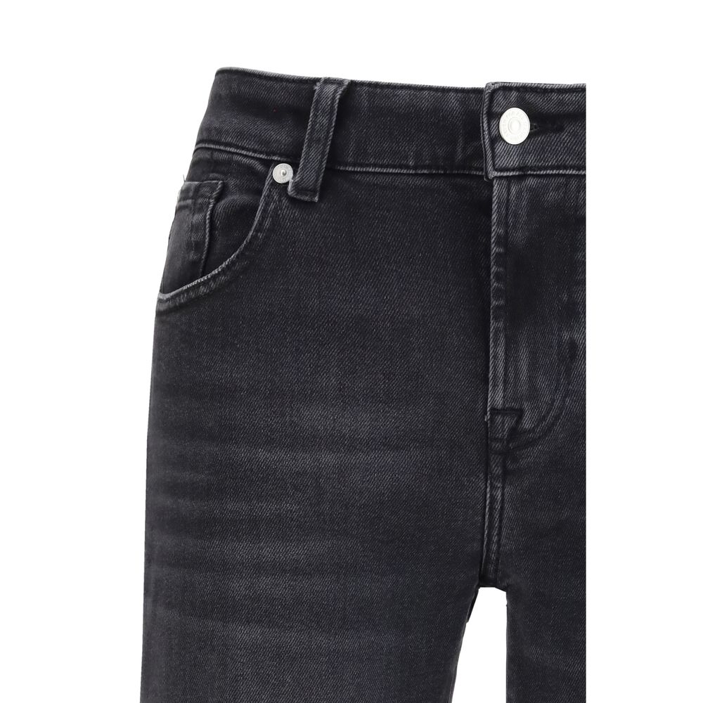 7FOR Black Cotton Straight-Leg Jeans by 7FOR outlet now on sale