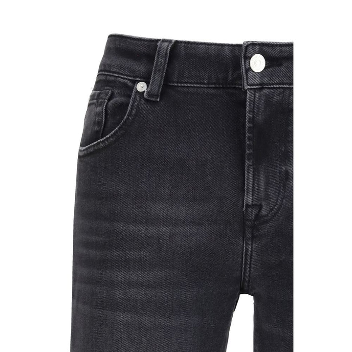 7FOR Black Cotton Straight-Leg Jeans by 7FOR outlet now on sale