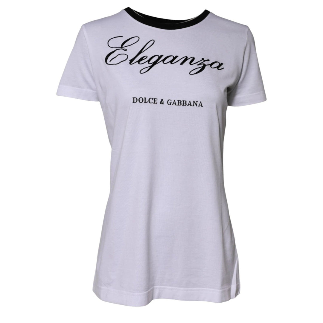 Dolce &amp; Gabbana Sample Sale Dolce &amp; Gabbana White Eleganza Cotton Crew Neck Tee T-shirt - | Designer outlet