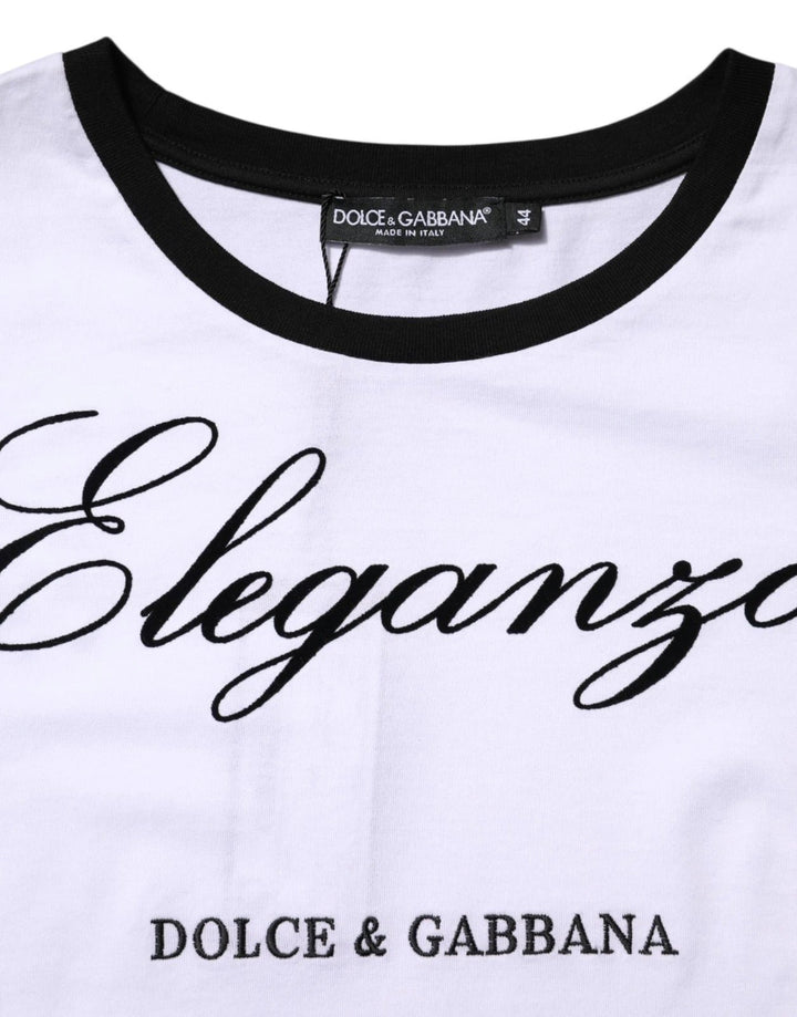 Dolce &amp; Gabbana Sample Sale Dolce &amp; Gabbana White Eleganza Cotton Crew Neck Tee T-shirt - | Designer outlet