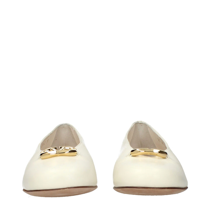 Valentino Garavani Beige Leather Ballet Flats