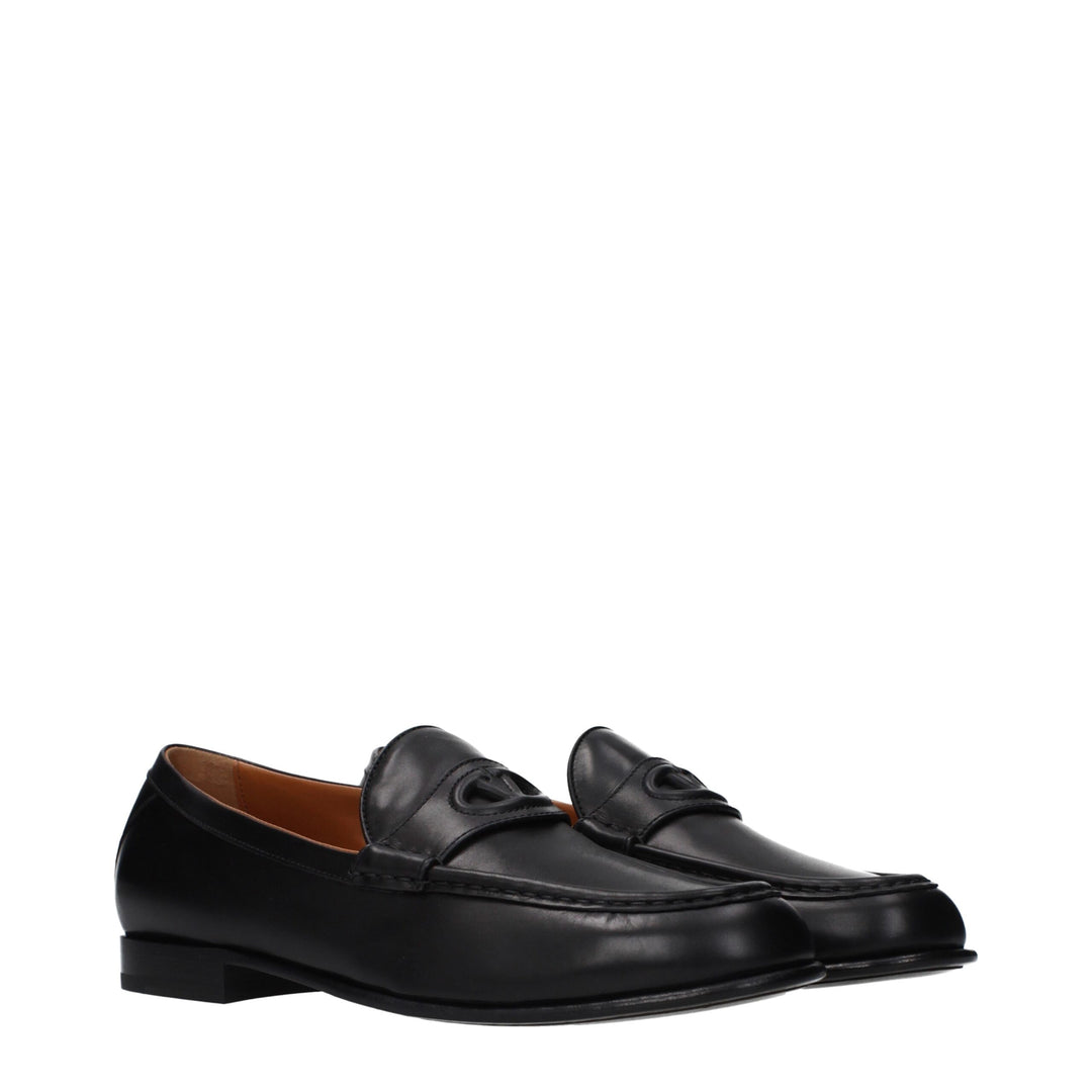 Valentino Garavani Black Leather Slip-On Loafers by Valentino Garavani outlet now on sale