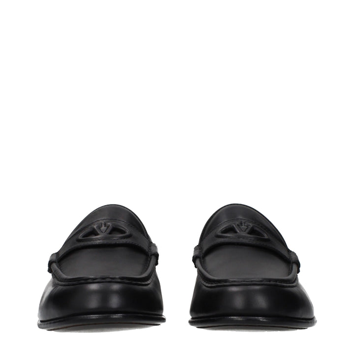 Valentino Garavani Black Leather Slip-On Loafers by Valentino Garavani outlet now on sale