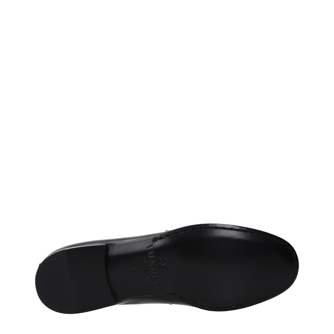 Valentino Garavani Black Leather Slip-On Loafers by Valentino Garavani outlet now on sale