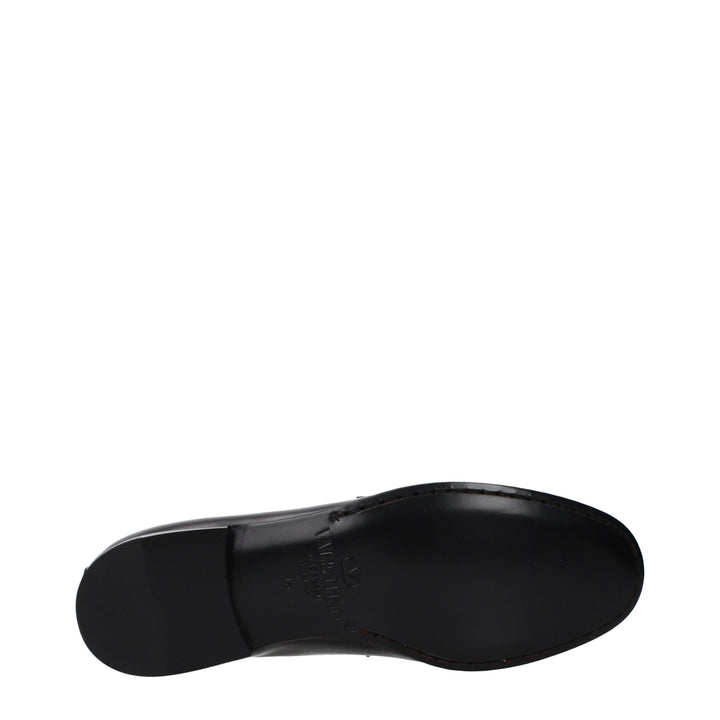 Valentino Garavani Black Leather Slip-On Loafers by Valentino Garavani outlet now on sale