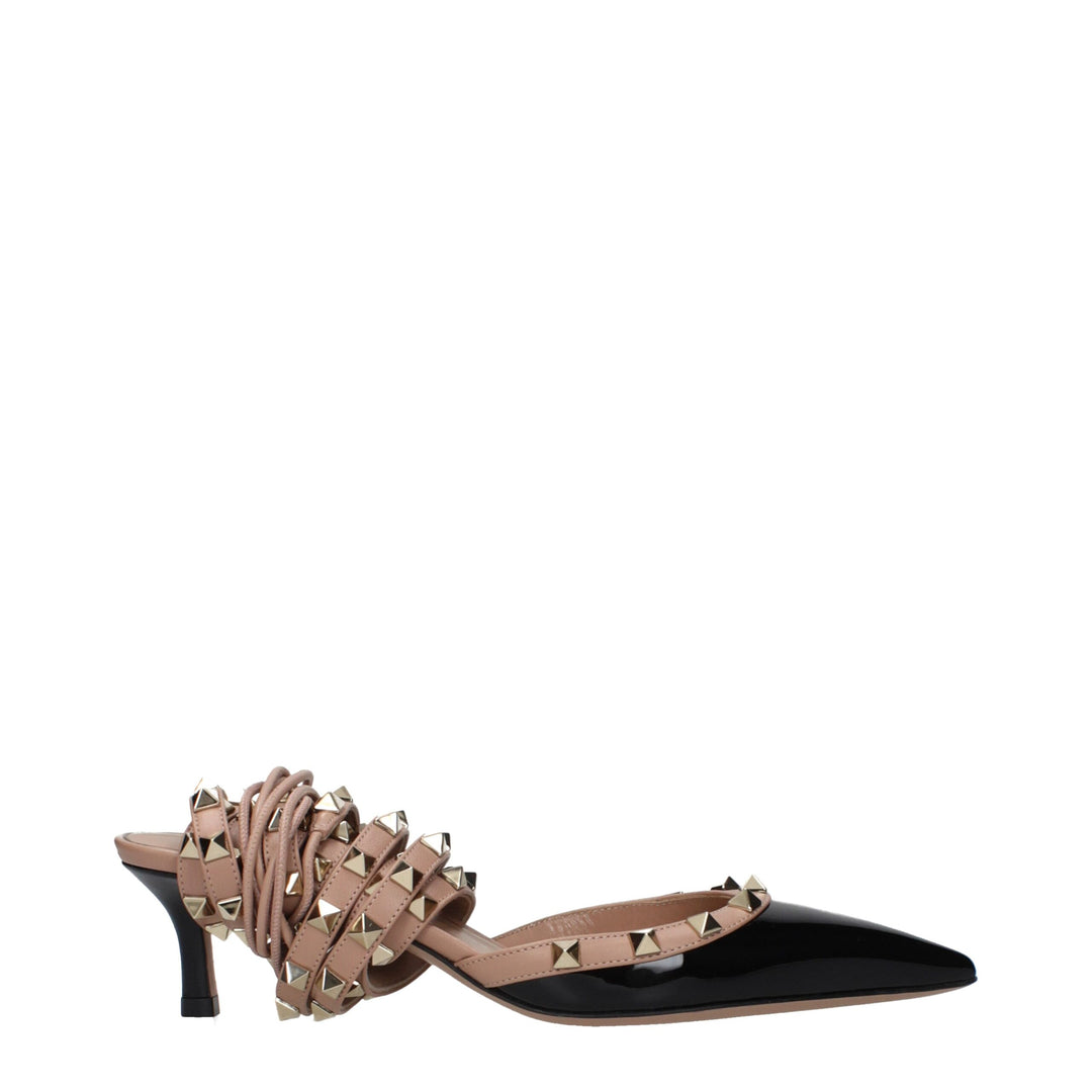 Valentino Garavani Black Leather Strap-On Sandals by Valentino Garavani outlet now on sale