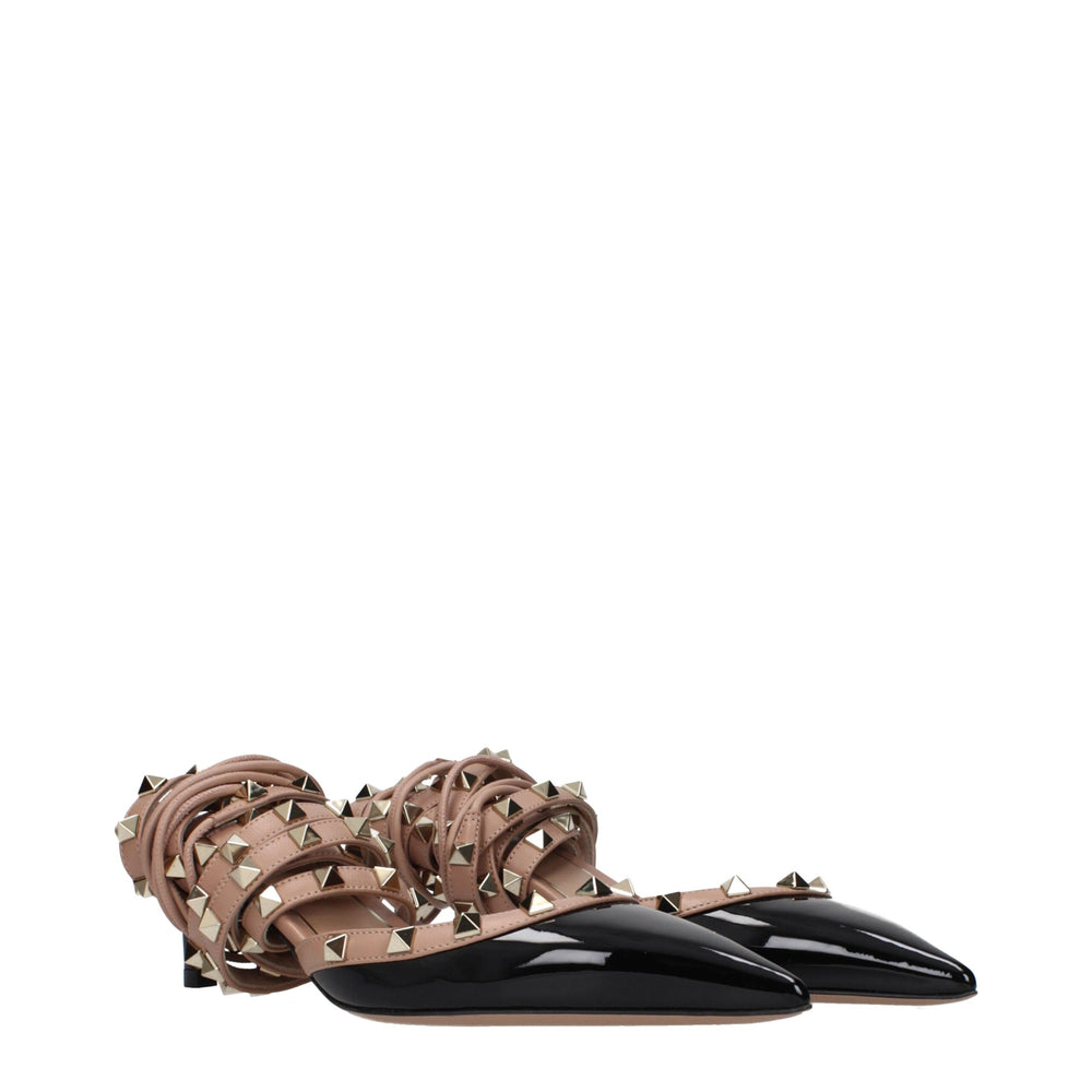 Valentino Garavani Black Leather Strap-On Sandals by Valentino Garavani outlet now on sale