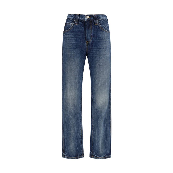 Khaite Blue Cotton High-Waisted Jean by Khaite outlet now on sale
