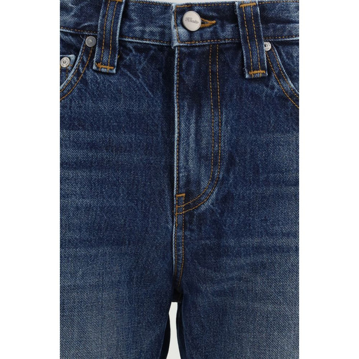 Khaite Blue Cotton High-Waisted Jean by Khaite outlet now on sale