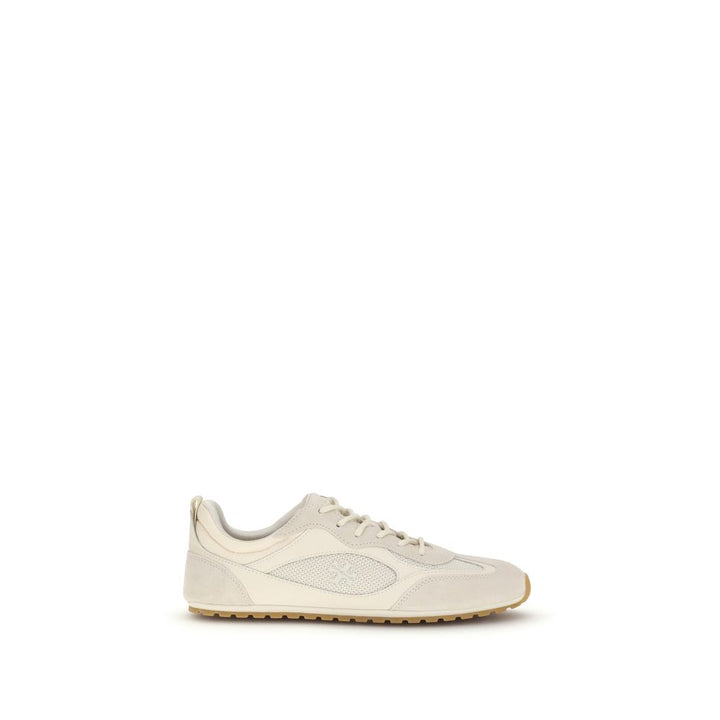 Tory Burch Cream Calf Leather Bos Taurus Low Top Sneakers by Tory Burch outlet now on sale