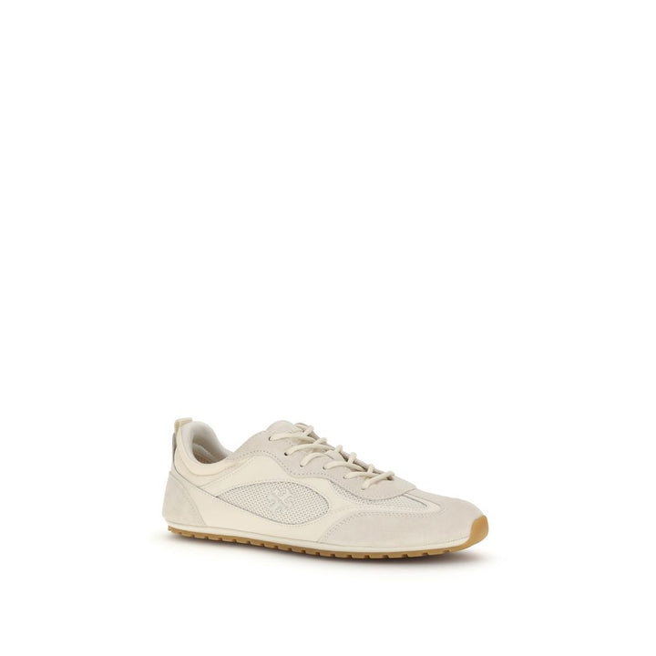 Tory Burch Cream Calf Leather Bos Taurus Low Top Sneakers by Tory Burch outlet now on sale