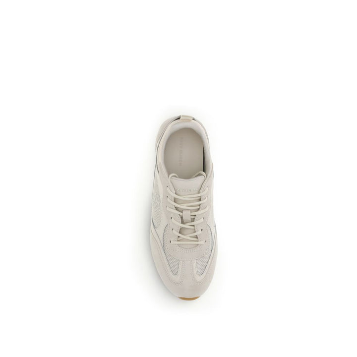 Tory Burch Cream Calf Leather Bos Taurus Low Top Sneakers by Tory Burch outlet now on sale