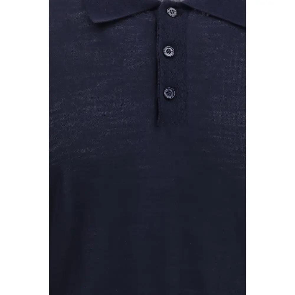 Golden Goose Blue Wool Oves Aries Polo Shirt