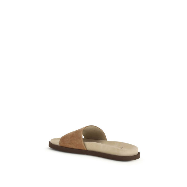 Brunello Cucinelli Beige Lamb Ovis Aries Aries Flat Sandals by Brunello Cucinelli outlet now on sale