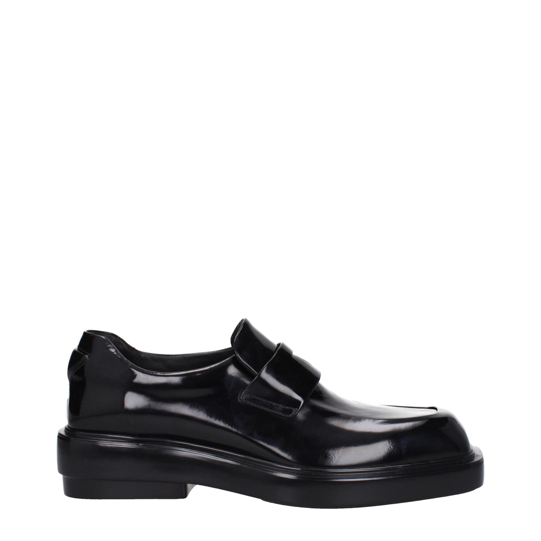 Prada Black Leather Slip-On Loafers by Prada outlet now on sale