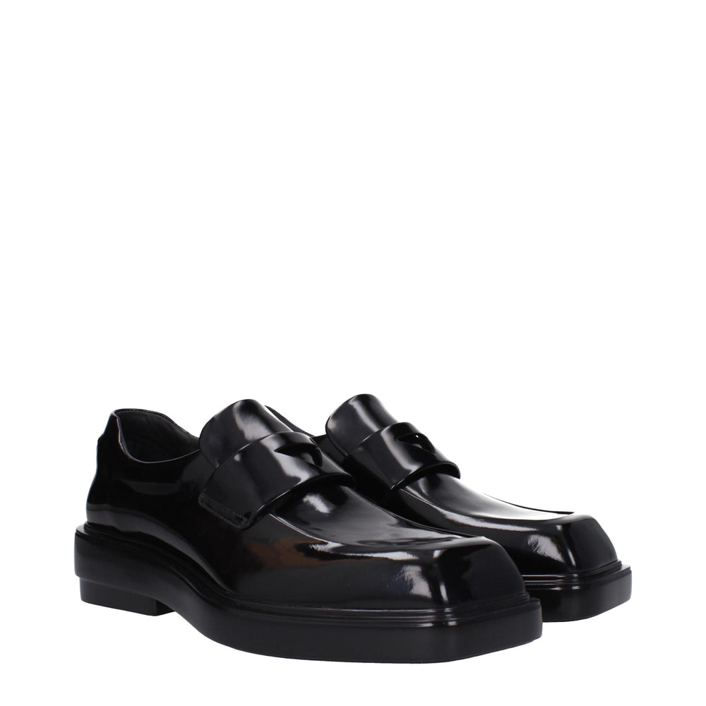Prada Black Leather Slip-On Loafers by Prada outlet now on sale