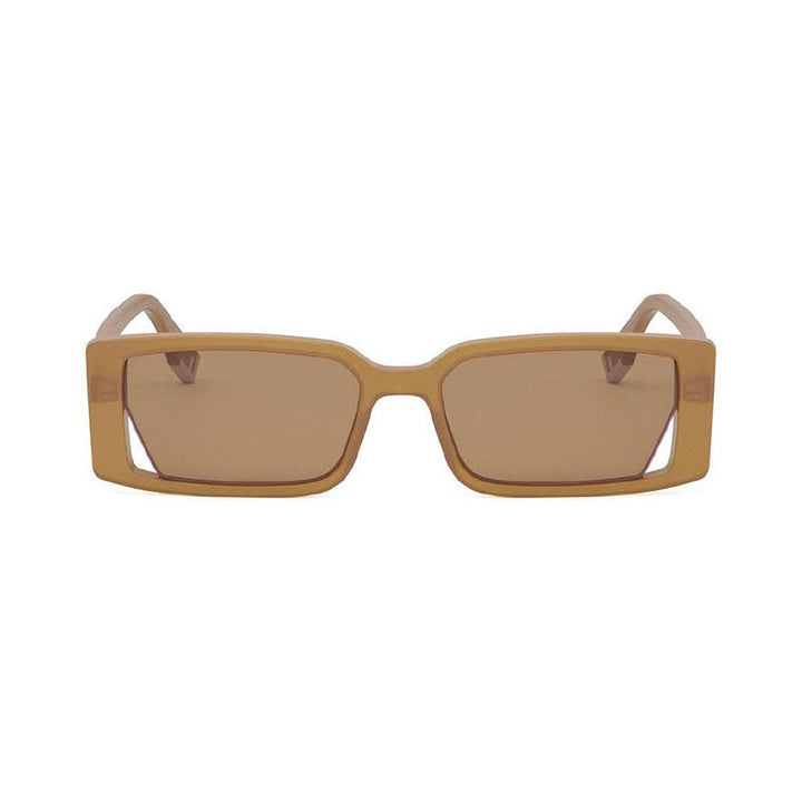 Fendi Sunglasses Rectangle Full Rim, Shiny Orange Frame and Brown Lens FE40164I44J