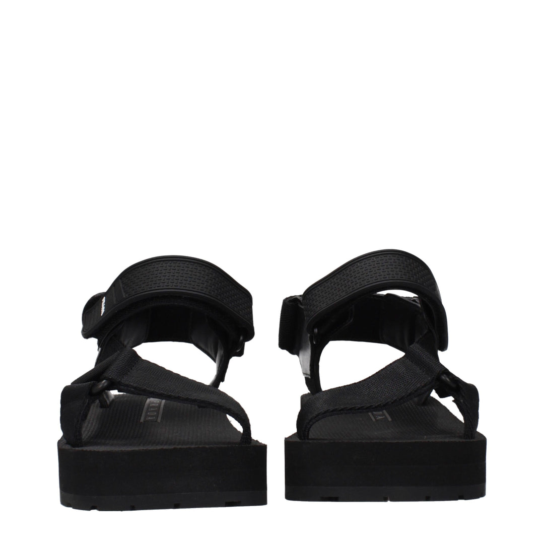 Prada Black Fabric Flat Sandals