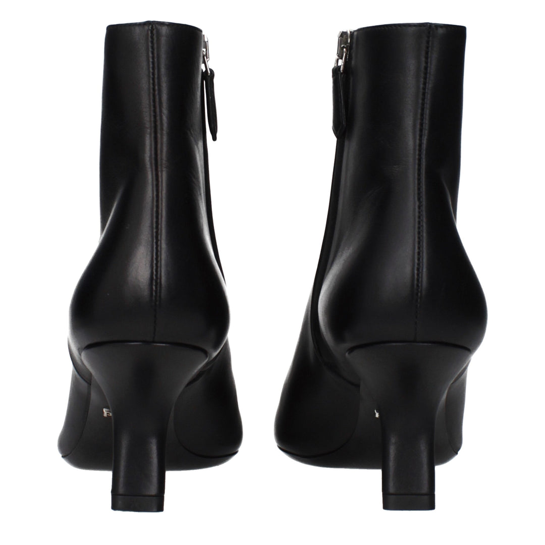 Prada Black Leather Ankle Boots
