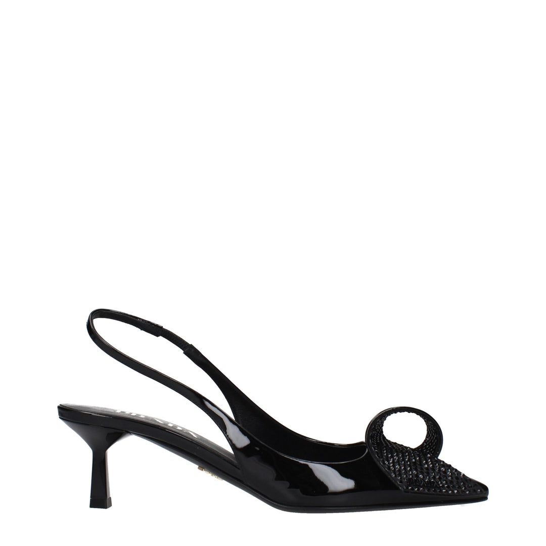Prada Black Leather Stiletto Heel Sandals by Prada outlet now on sale