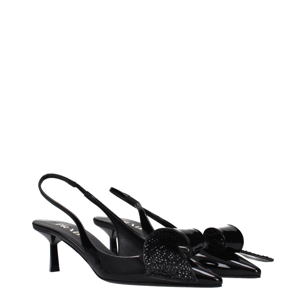 Prada Black Leather Stiletto Heel Sandals by Prada outlet now on sale