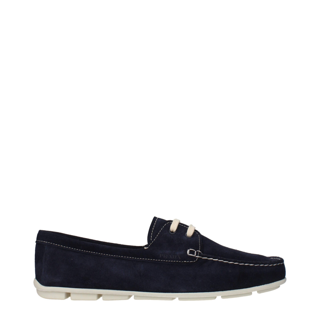 Prada Blue Leather Slip-On Loafers by Prada outlet now on sale