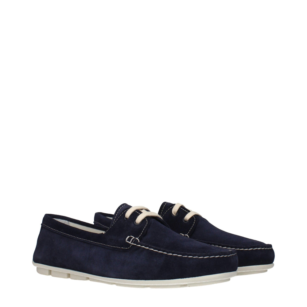 Prada Blue Leather Slip-On Loafers by Prada outlet now on sale