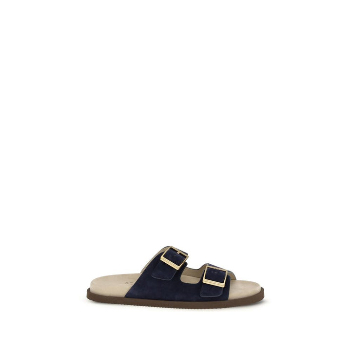 Brunello Cucinelli Black Calf Leather Bos Taurus Strap-On Sandals by Brunello Cucinelli outlet now on sale