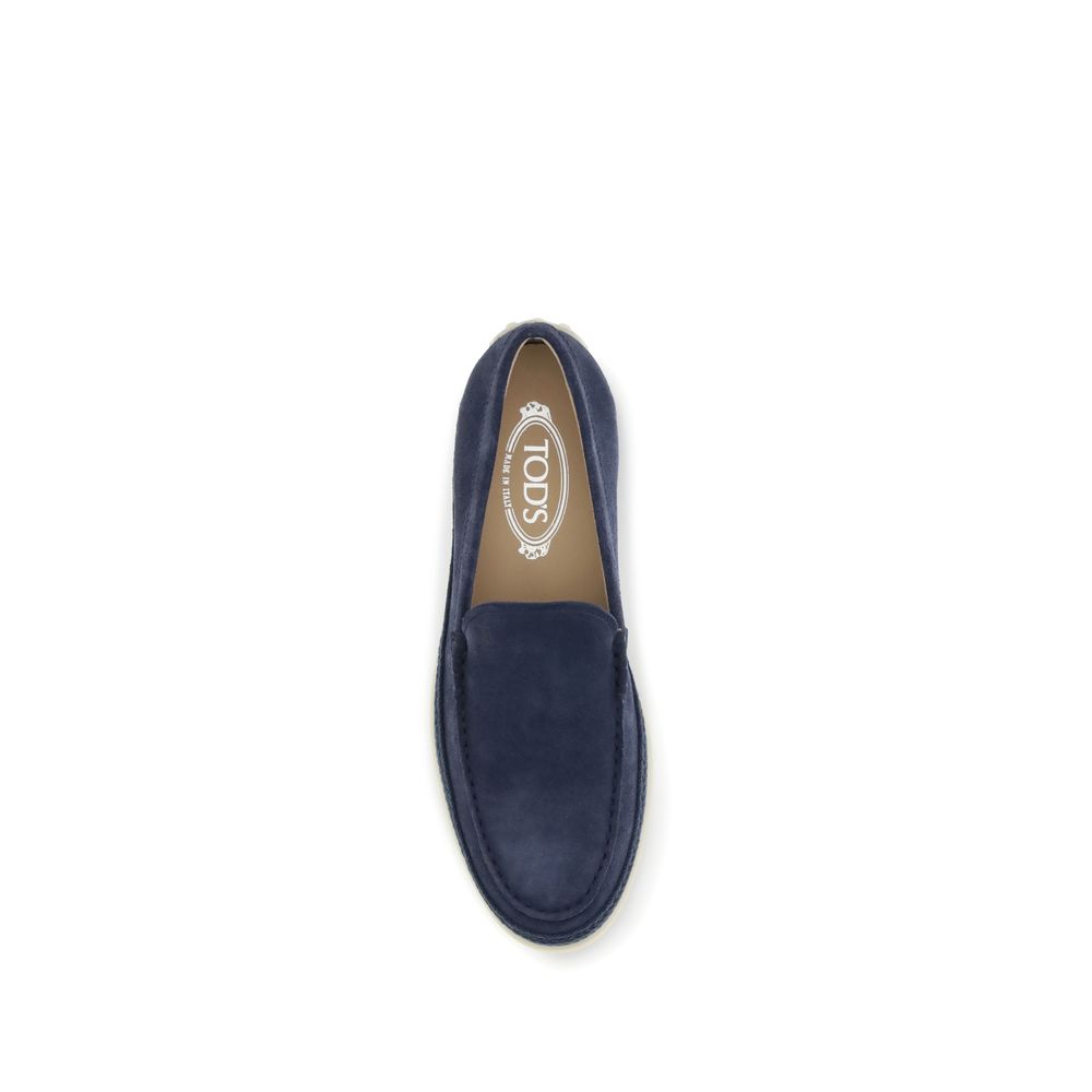 Tod's Blue Calf Leather Bos Taurus Slip-On Loafers by Tod's outlet now on sale