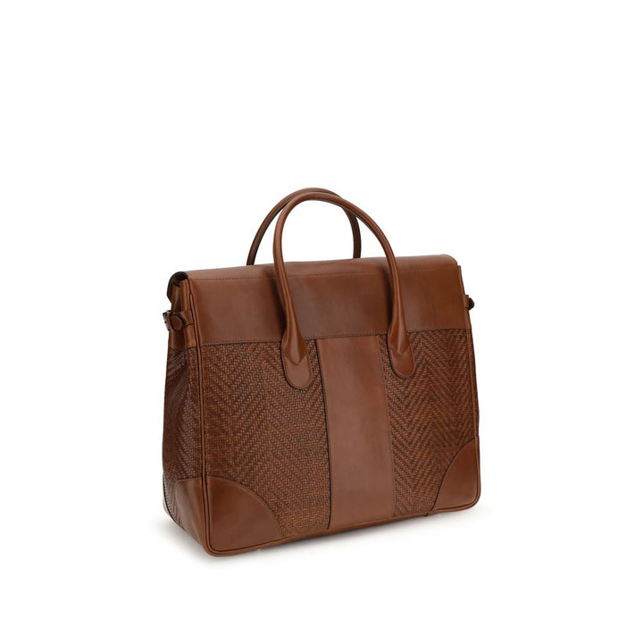 Brunello Cucinelli Brown Calf Leather Bos Taurus Shoulder Bag by Brunello Cucinelli outlet now on sale