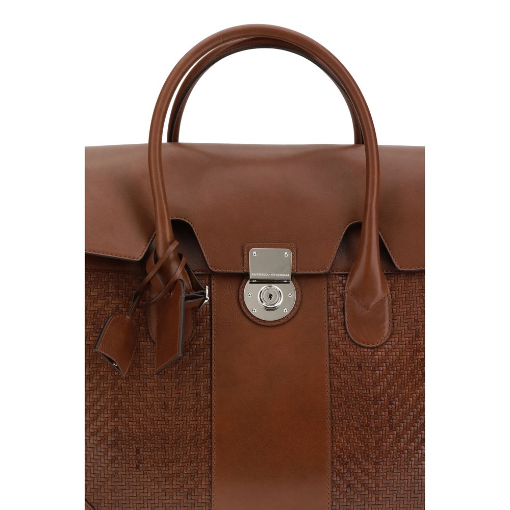 Brunello Cucinelli Brown Calf Leather Bos Taurus Shoulder Bag by Brunello Cucinelli outlet now on sale