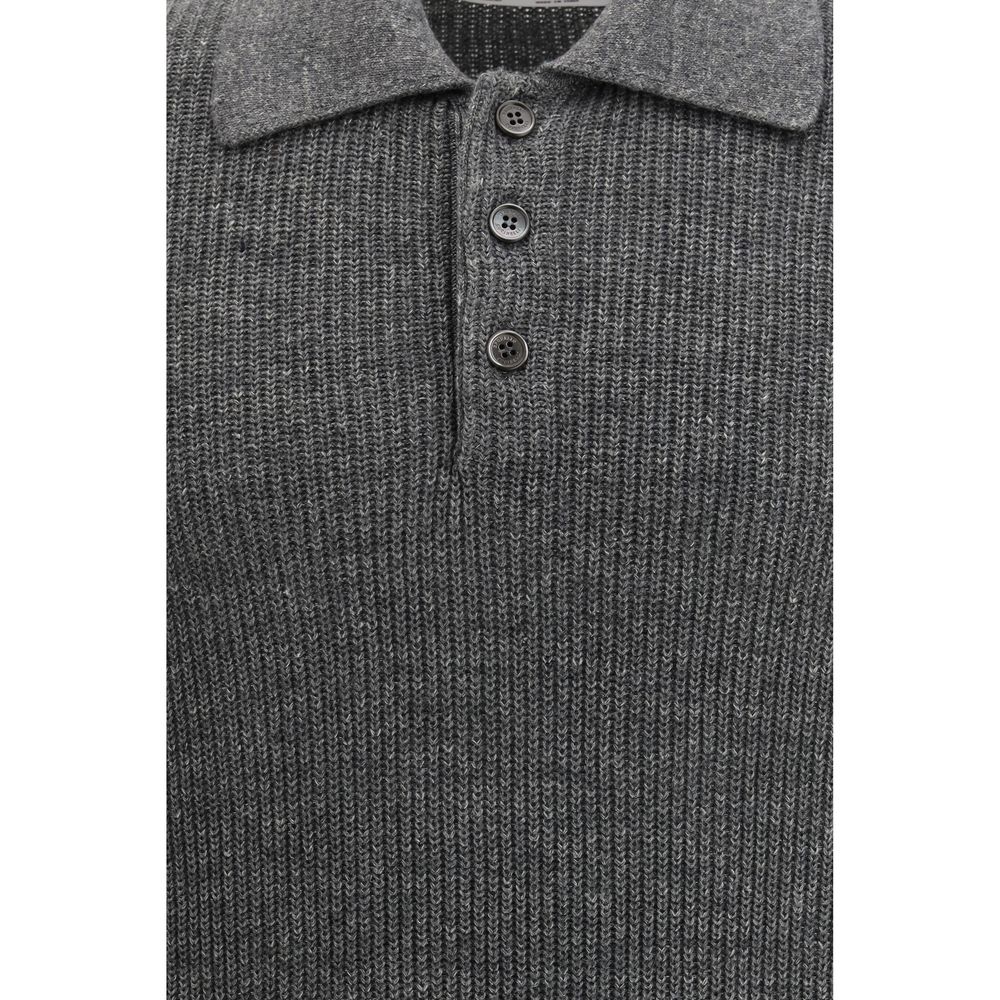 Brunello Cucinelli Gray Cotton Polo Shirt by Brunello Cucinelli outlet now on sale