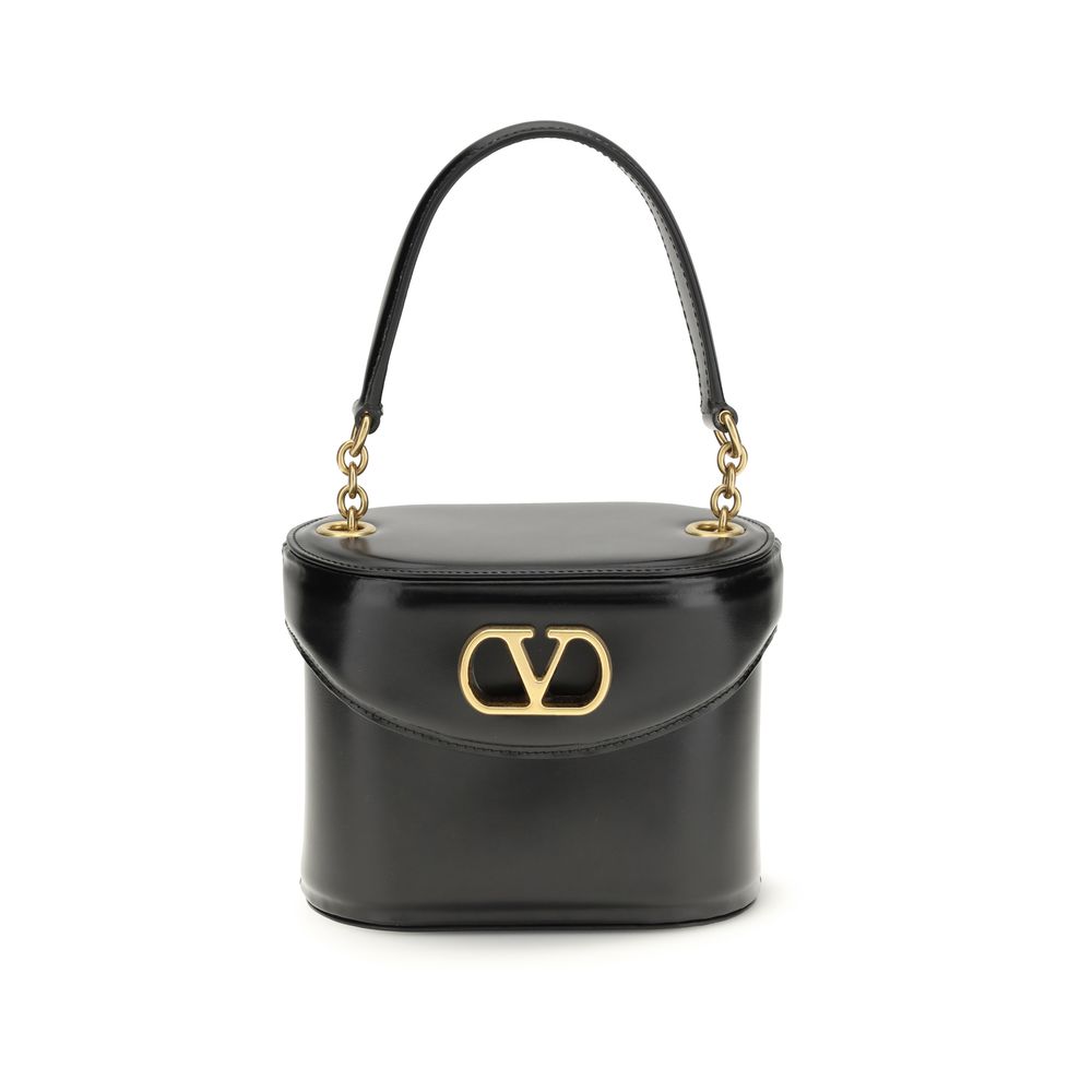 Valentino Garavani Black Calf Leather Bos Taurus Shoulder Bag by Valentino Garavani outlet now on sale