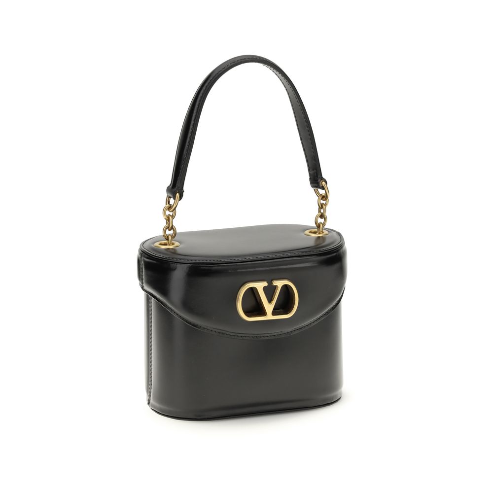 Valentino Garavani Black Calf Leather Bos Taurus Shoulder Bag by Valentino Garavani outlet now on sale